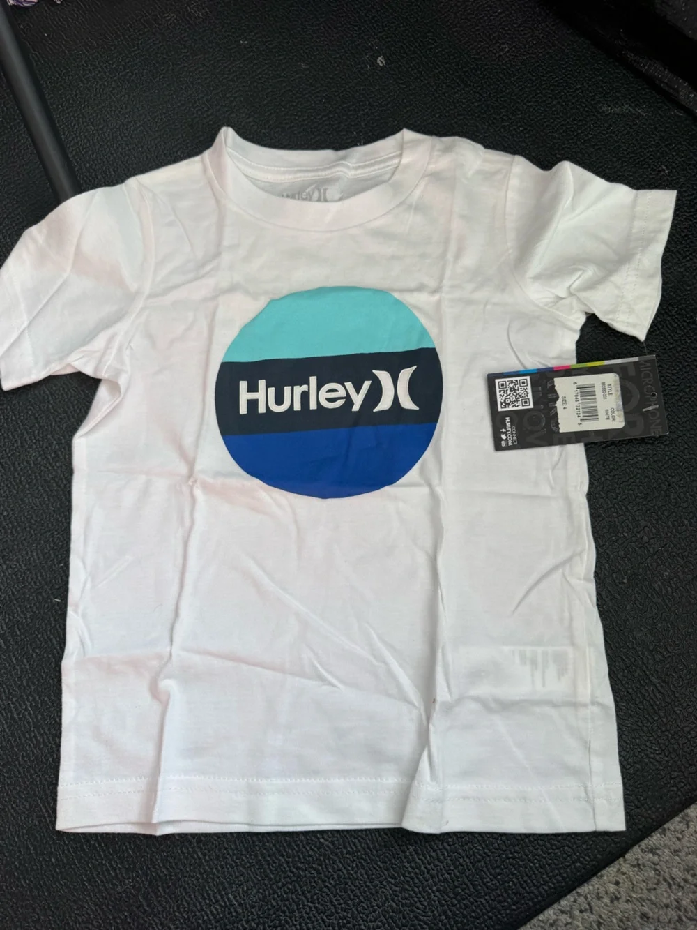 Hurley White T-Shirt with Teal and Blue Logo